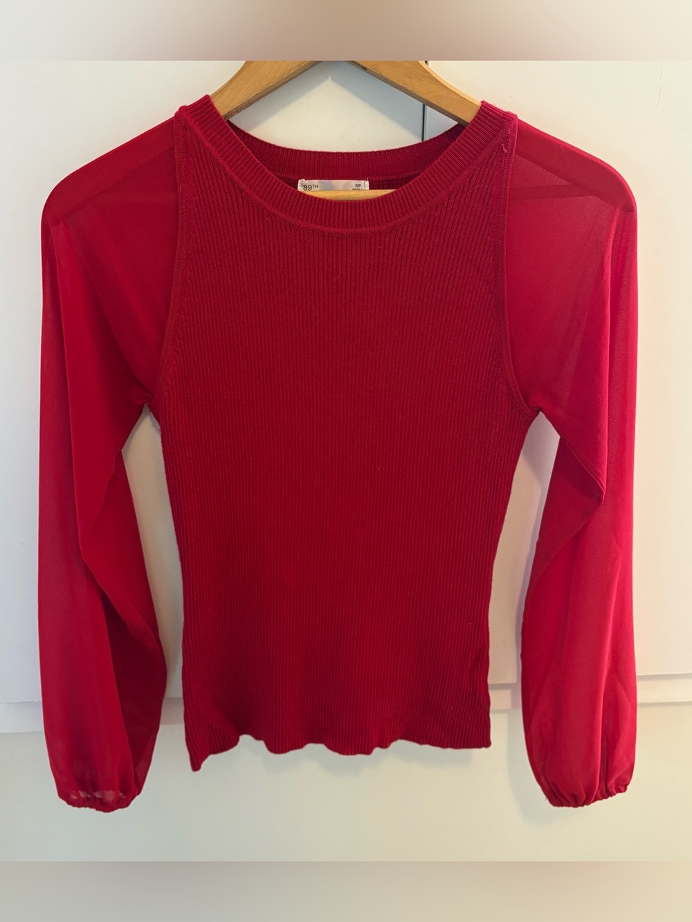 89th & Madison Sweater with Sheer Sleeves